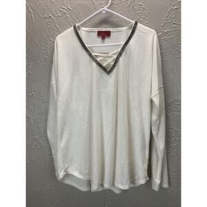 JLO Embellished Pullover Knit Top‎ Womens Size XL Jennifer Lopez Stretch Soft